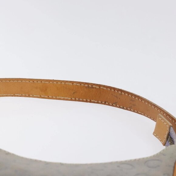 CELINE C Macadam Canvas Hand Bag Suede Leather Purple Gold - Picture 8 of 15